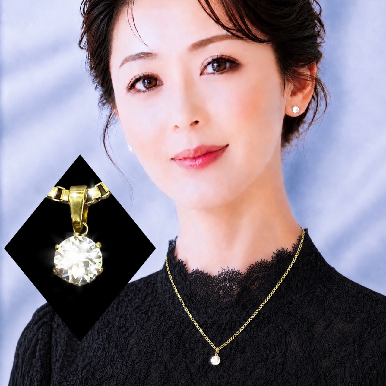 【2WAY】スワロフスキー 1粒ネックレス「ピュアクリスタル」【金属アレルギー対応】ゴールドカラーチェーン
