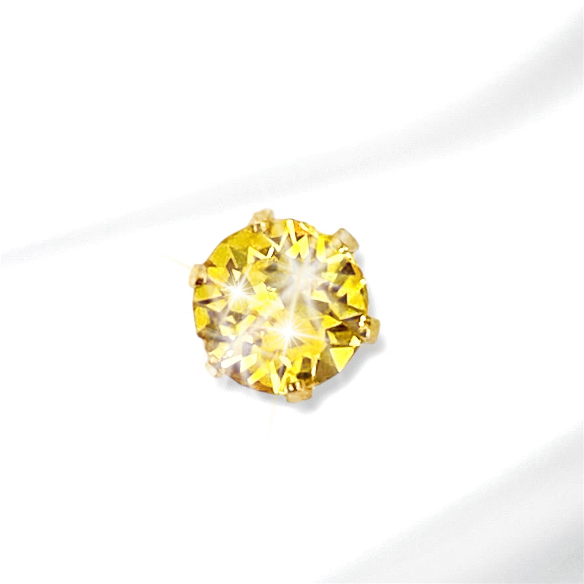 スワロフスキー【金属アレルギー対応】1粒ミディ ピアス/痛くなりにくい1粒イヤリング 「ゴールド クリスタル」/サージカルステンレス使用